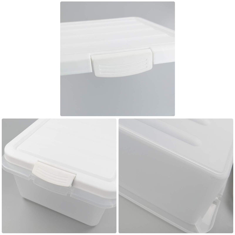 Ucake 14 Quart Clear Storage Box, Underbed Plastic Latch Box with White Lids, 2-Pack - Image 2